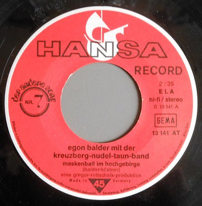 Egon Balder* : Maskenball Im Hochgebirge / Schmalzer In F (7", Single)