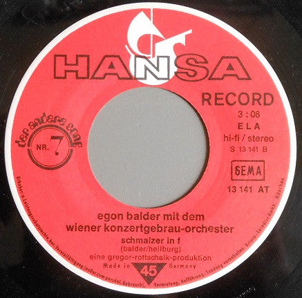 Egon Balder* : Maskenball Im Hochgebirge / Schmalzer In F (7", Single)