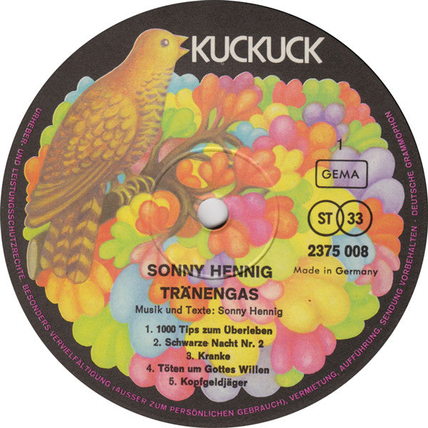 Sonny Hennig : Tränengas (LP, Album)