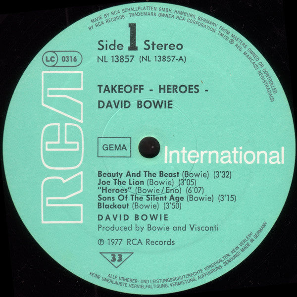David Bowie : "Heroes" (LP, Album, RE)