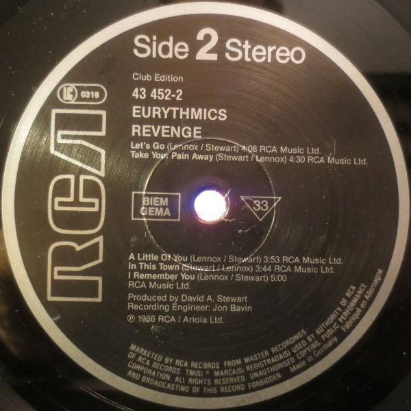Eurythmics : Revenge (LP, Album, Club)