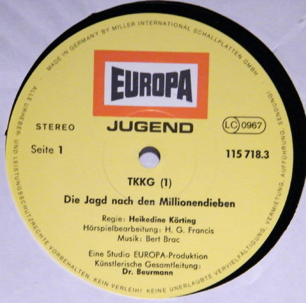 Stefan Wolf : TKKG   1 - Die Jagd Nach Den Millionendieben (LP, Album)