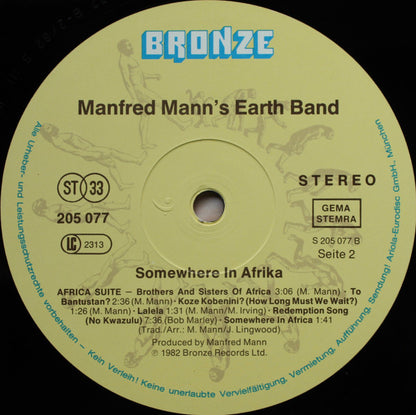 Manfred Mann's Earth Band : Somewhere In Afrika (LP, Album)