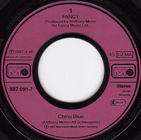 Fancy : China Blue (7", Single)