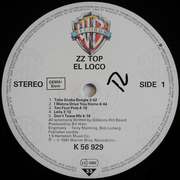 ZZ Top : El Loco (LP, Album, RE)