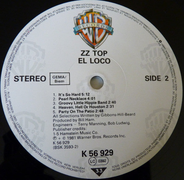 ZZ Top : El Loco (LP, Album, RE)