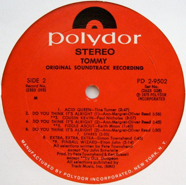 Various : Tommy (Original Soundtrack Recording) (2xLP, Album, Mon)