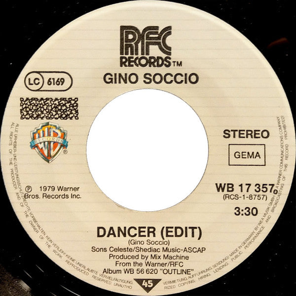 Gino Soccio : Dancer (7", Single)