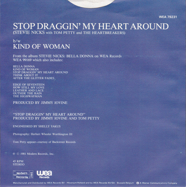 Stevie Nicks with Tom Petty And The Heartbreakers : Stop Draggin' My Heart Around (7", Single, Mono)