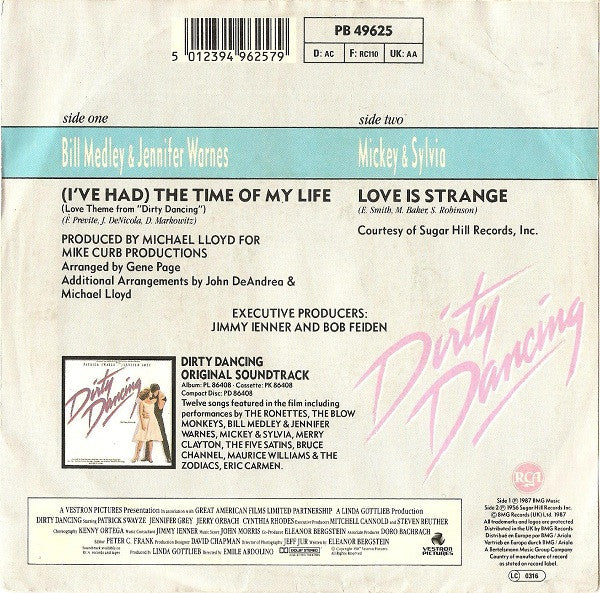 Bill Medley & Jennifer Warnes : (I've Had) The Time Of My Life (7", Single)