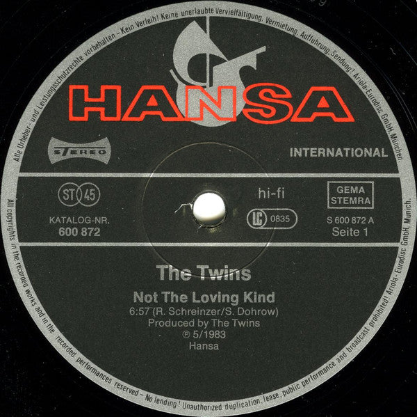 The Twins : Not The Loving Kind / Men Of Destiny / The Loving Dub (12", Single)