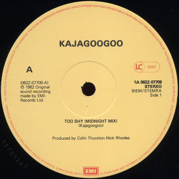 Kajagoogoo : Too Shy (Midnight Mix) (12")