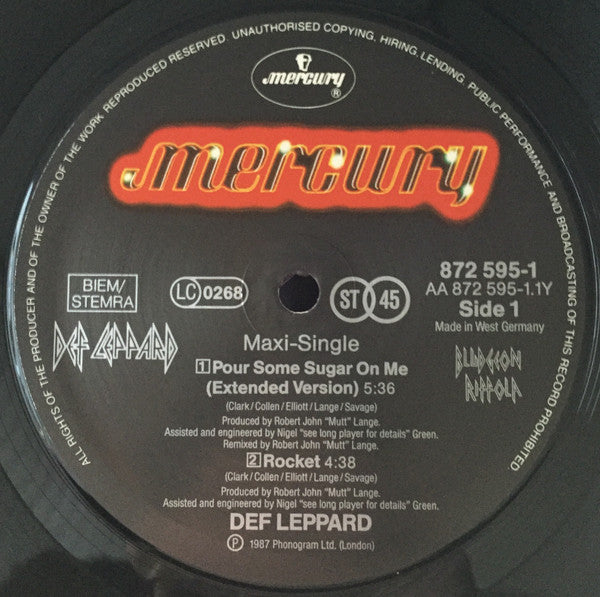 Def Leppard : Pour Some Sugar On Me / Rocket (12", Maxi)
