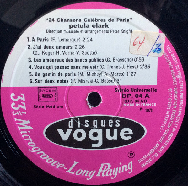 Petula Clark : 23 Chansons Célèbres De Paris (2xLP, Album)