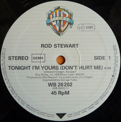 Rod Stewart : Tonight I'm Yours / Young Turks (12", Maxi, Ltd)