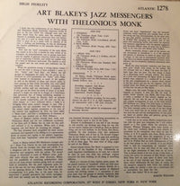 Art Blakey's Jazz Messengers* With Thelonious Monk : Art Blakey's Jazz Messengers With Thelonious Monk (LP, Album, Mono)