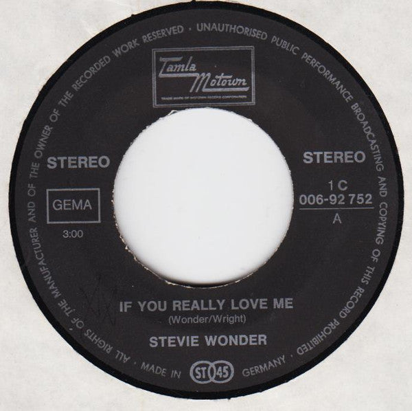 Stevie Wonder : If You Really Love Me (7", Single)
