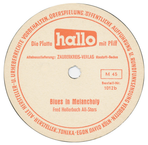 Fred Hollerbach All-Stars* : Tiger / Blues In Melancholy (Flexi, 7")
