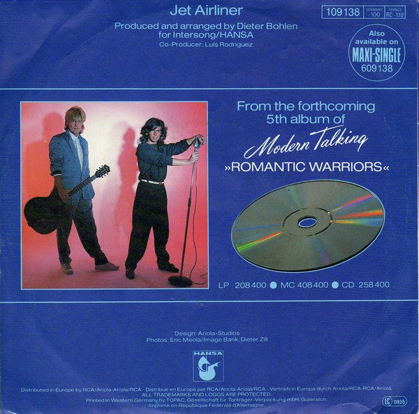 Modern Talking : Jet Airliner (7", Single)