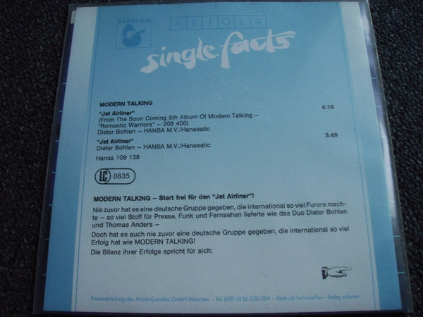 Modern Talking : Jet Airliner (7", Single)