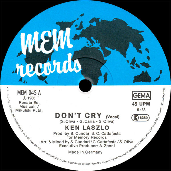 Ken Laszlo : Don't Cry (12", Maxi)