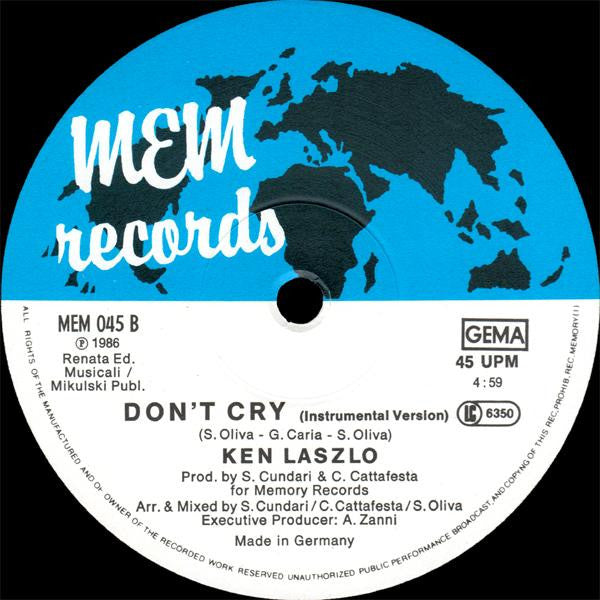 Ken Laszlo : Don't Cry (12", Maxi)