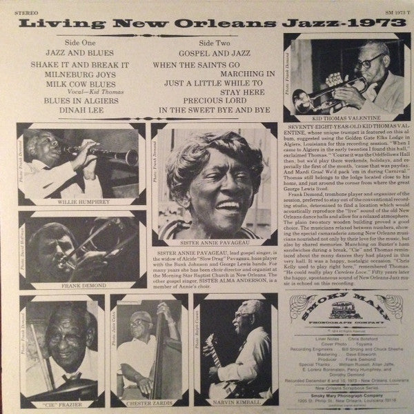 Kid Thomas Valentine : Jazz, Gospel & Blues (Living New Orleans Jazz - 1973) (LP, Album)