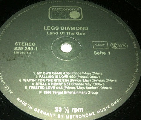 Legs Diamond (2) : Land Of The Gun (LP, Album, RE)