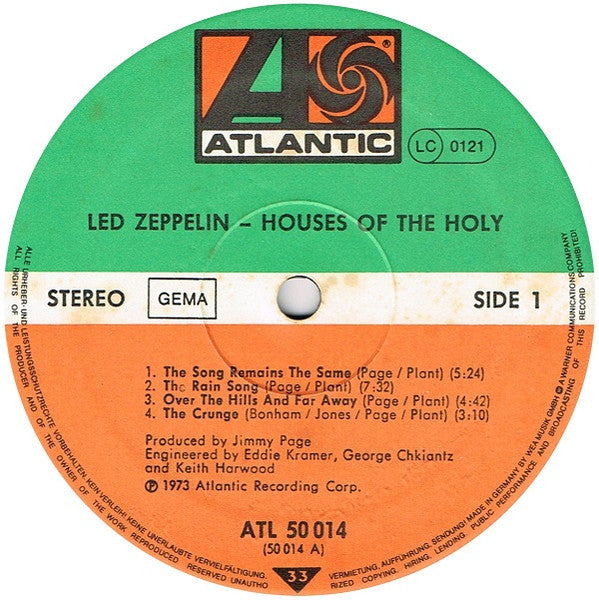 Led Zeppelin : Houses Of The Holy (LP, Album, RE)
