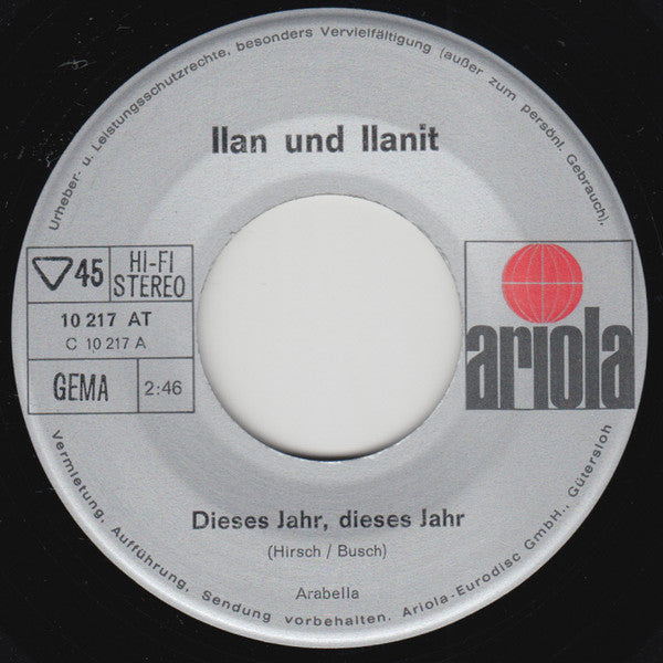 Ilan & Ilanit : Dieses Jahr, Dieses Jahr / Ringoly (7", Single)