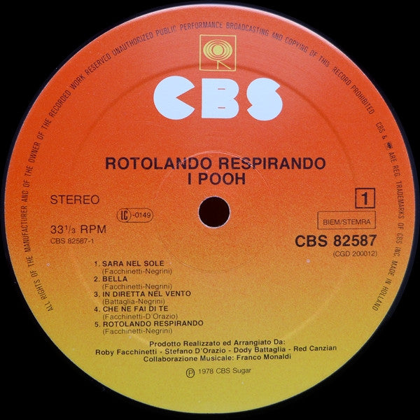I Pooh* : Rotolando Respirando (LP, Album)