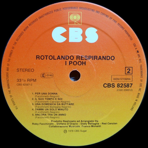 I Pooh* : Rotolando Respirando (LP, Album)
