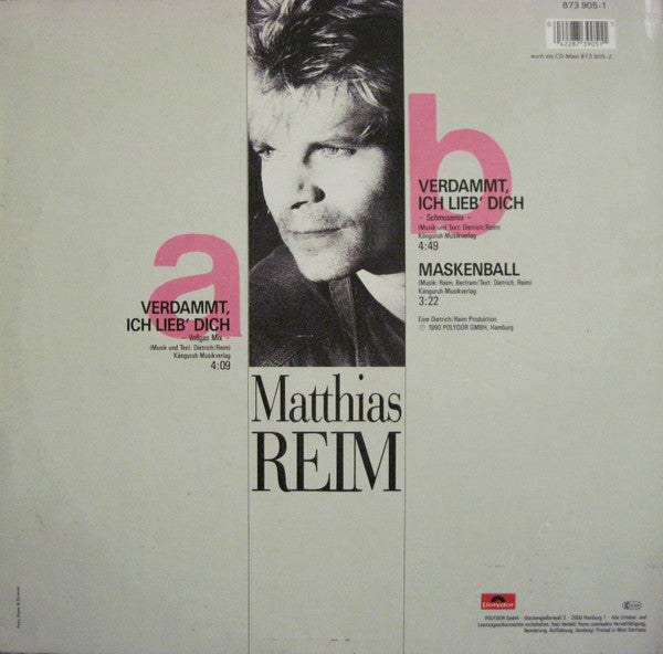 Matthias Reim : Verdammt, Ich Lieb' Dich (12", Maxi)