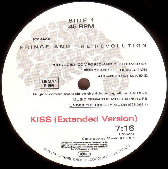 Prince And The Revolution : Kiss (12", Maxi, RE, Glo)