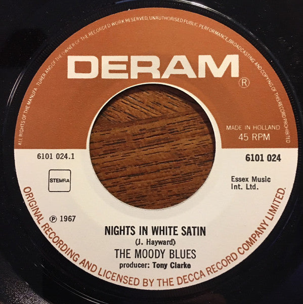 The Moody Blues : Nights In White Satin / Cities (7", Single, RE)