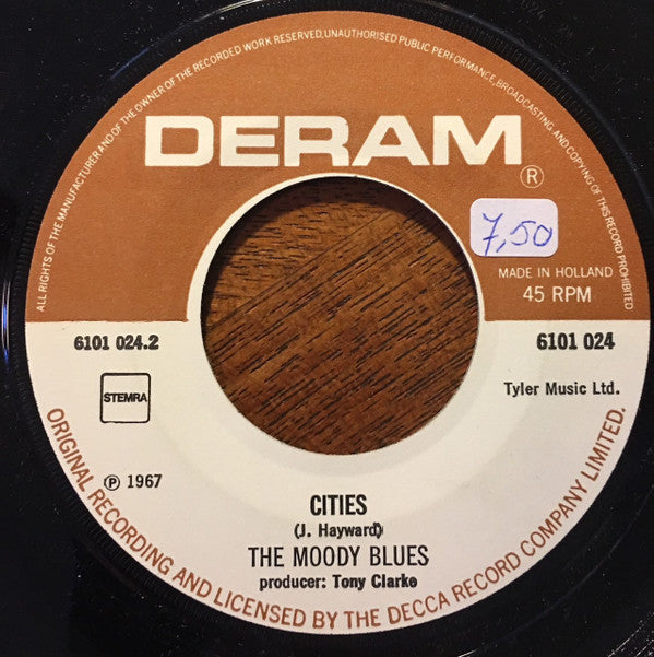 The Moody Blues : Nights In White Satin / Cities (7", Single, RE)