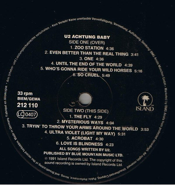 U2 : Achtung Baby (LP, Album, Son)