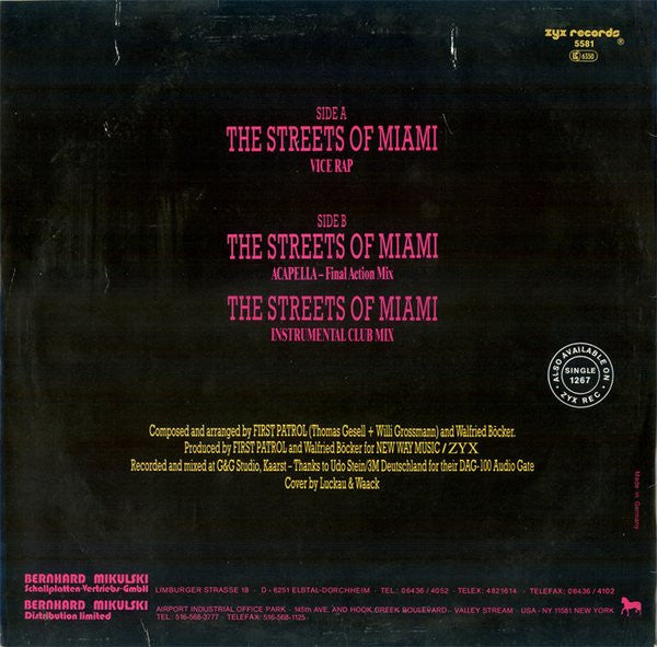 First Patrol Featuring Napoleon* : The Streets Of Miami (Vice Rap) (12", Maxi)