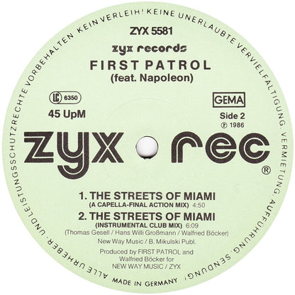 First Patrol Featuring Napoleon* : The Streets Of Miami (Vice Rap) (12", Maxi)
