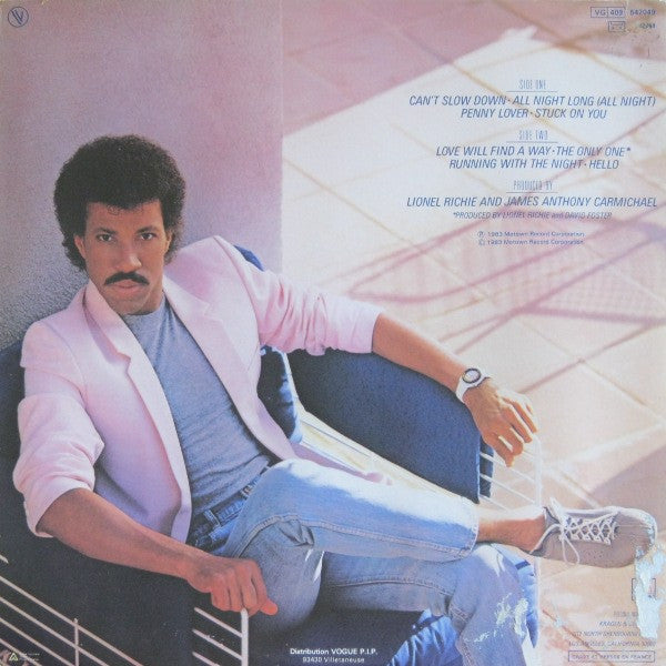 Lionel Richie : Can't Slow Down (LP, Album, Gat)