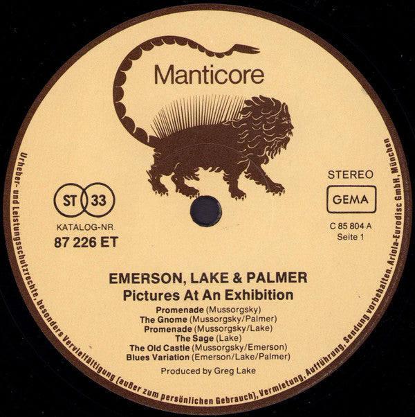 Emerson, Lake & Palmer : Pictures At An Exhibition (LP, Album, RE, Gat)