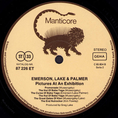 Emerson, Lake & Palmer : Pictures At An Exhibition (LP, Album, RE, Gat)