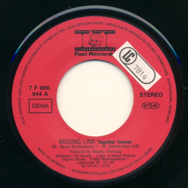 Missing Link (8) : Together Forever (7", Single, Promo)