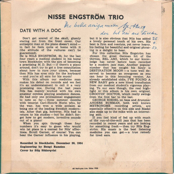 Nisse Engström Trio : Date With A Doc (7", EP)