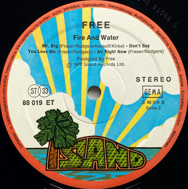 Free : Fire And Water (LP, Album, RP)