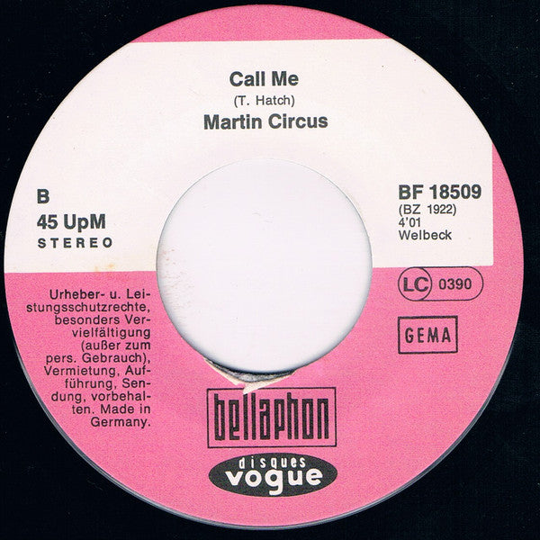 Martin Circus : Chase The Blues Away (7", Single)
