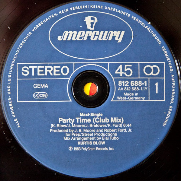 Kurtis Blow : Party Time (Club Mix) (12", Maxi)