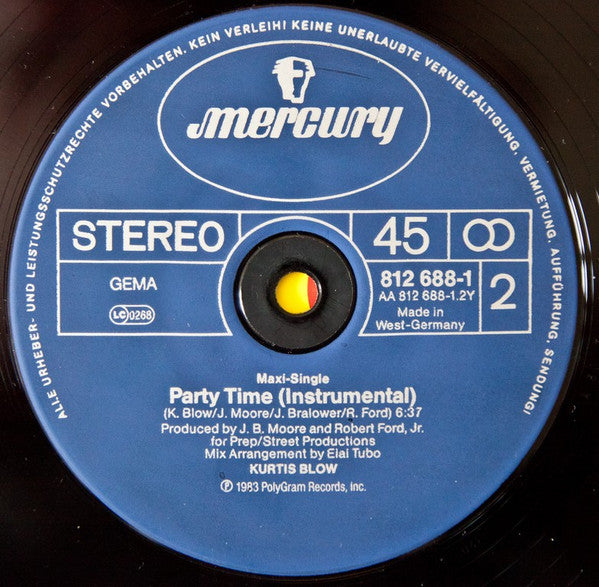 Kurtis Blow : Party Time (Club Mix) (12", Maxi)