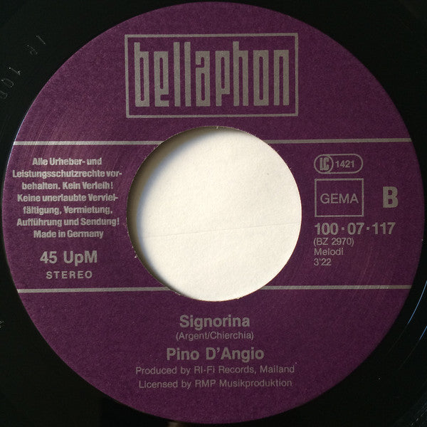 Pino D'Angiò : Una Notte Da Impazzire (7", Single)