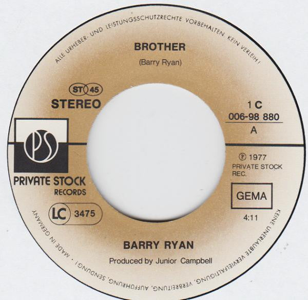 Barry Ryan : Brother (7", Single)